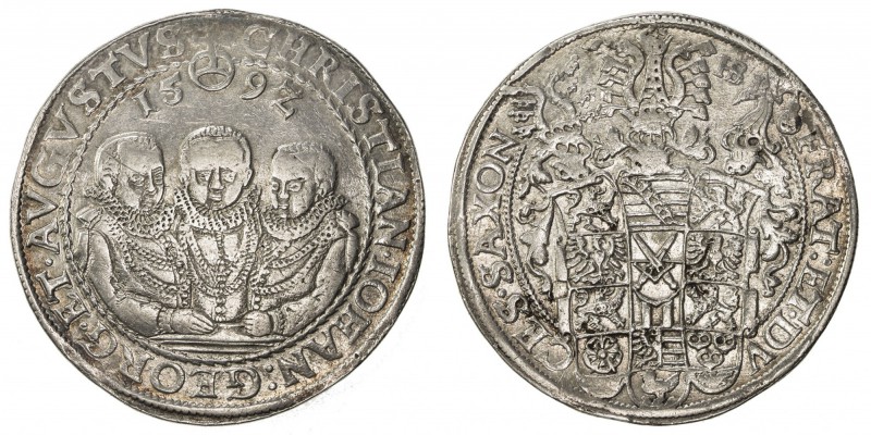 SAXE-ALBERTINE LINE: Christian, Johann Georg, & August, 1591-1611, AR thaler (28...