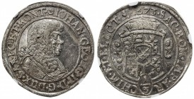 SAXE-ALBERTINE LINE: Johann Georg II, 1656-1680, AR 1/3 thaler, Dresden, 1673, KM-547, mintmaster CR, NGC graded MS63.