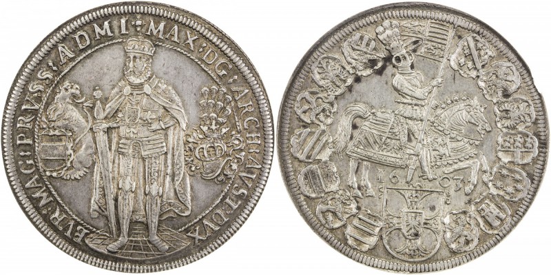 TEUTONIC ORDER: Maximilian I, of Austria, 1590-1618, AR thaler, Hall, 1603, KM-3...