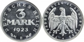 GERMANY: Weimar Republic, 3 mark, 1923-E, KM-29, aluminum issue, NGC graded PF64 CAM.