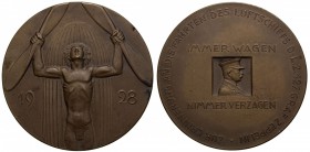 GERMANY: Weimar Republic, AE medal, 1928, Kaiser-490, 60mm, World Flight of the Graf Zeppelin "LZ 127", bronze medal by Mayer & Wilhelm, Stuttgart, se...