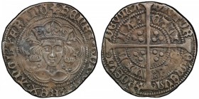 ENGLAND: Henry VI, 1422-1461, AR groat, Calais, S-1836, crowned bust facing in tressure // long cross with three pellets in each angle, PCGS graded EF...