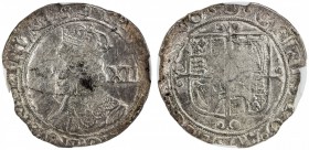 ENGLAND: Charles I, 1625-1649, AR shilling, S-2799, mintmark triangle, struck 1639-40, sixth crowned bust left, value behind // square-topped shield o...