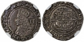 ENGLAND: Charles II, 1660-1685, AR twopence, London mint, ND, KM-399, Bull-327, ESC-2165, Third issue, struck 1660-1662, crowned bust left, II in righ...