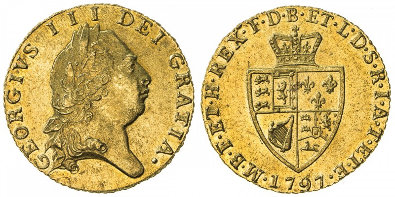 GREAT BRITAIN: George III, 1760-1820, AV ½ guinea, 1797, S-3735, spade shield, A...