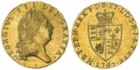 GREAT BRITAIN: George III, 1760-1820, AV ½ guinea, 1797, S-3735, spade shield, AU.