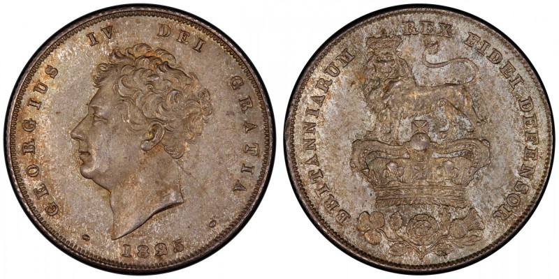 GREAT BRITAIN: George IV, 1820-1830, AR shilling, 1825, S-3812, KM-694, bare hea...