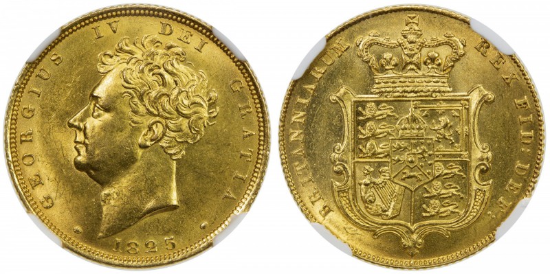 GREAT BRITAIN: George IV, 1820-1830, AV sovereign, 1825, KM-696, a lovely lustro...