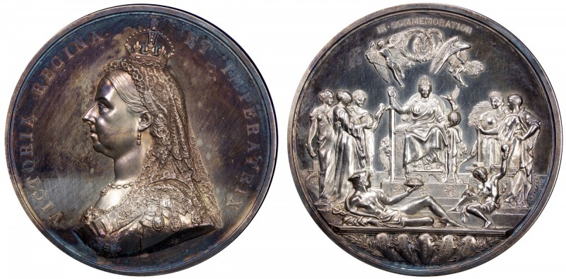 GREAT BRITAIN: Victoria, 1837-1901, AR medal, 1887, BHM-3219, Eimer-1733b, 78mm,...