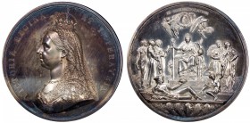 GREAT BRITAIN: Victoria, 1837-1901, AR medal, 1887, BHM-3219, Eimer-1733b, 78mm, Official Royal Mint Jubilee Medal by Boehm and Leighton: VICTORIA REG...