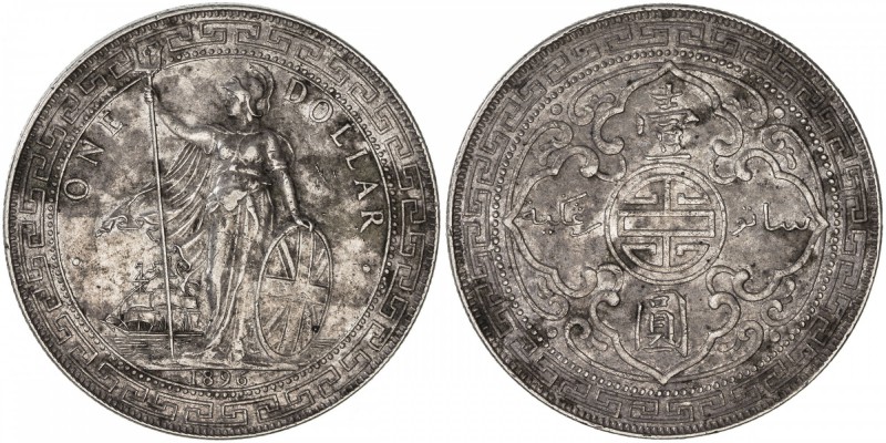 GREAT BRITAIN: Victoria, 1837-1901, AR trade dollar, 1896-B, KM-T5, scarce date,...