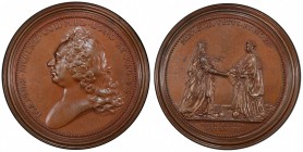 GREAT BRITAIN: bronzed AE medal, 1727, Eimer-515, 57mm, Death of John Freind, medal by F. St. Urbain, bust left // ancient and contemporary physicians...