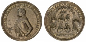 GREAT BRITAIN: AE medal (16.34g), 1739, Adams & Chao-PBv-13k, Eimer-552, 27mm, Admiral Edward Vernon - Capture of Porto Bello, ADMIRAL VERNON TOOK POR...