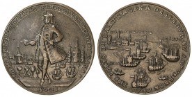 GREAT BRITAIN: AE medal (11.77g), 1741, Adams & Chao-CAv 6-G, Betts-334, Eimer-558, 37mm, Admiral Edward Vernon - Capture of Cartagena, dually dated 1...
