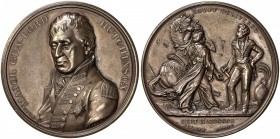 GREAT BRITAIN: AE medal (38.71g), 1801, 41mm, for Lord Hutchinson and the Peace Treaty in Egypt (defeat of the French): bust of Hutchinson; signed by ...
