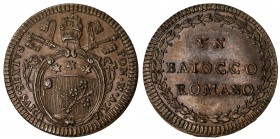 PAPAL STATES: Pius VI, 1775-1799, AE baiocco, year XI (1785), KM-1222, traces of original red mint luster on obverse, UNC.