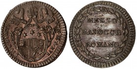 PAPAL STATES: Pius VI, 1775-1799, AE ½ baiocco, year XVI (1790), KM-1227, much original red mint luster, UNC.