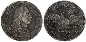 SICILY: Ferdinando III, 1759-1816, AR 30 tari (oncia), Palermo mint, 1793, KM-227, Dav-1422, 47mm, Nicola d'Orgemont Vigevi as mintmaster, armored bus...