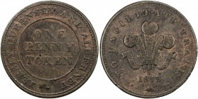 JERSEY: AE penny token, 1813, KM-Tn4v, Withers-2044a, very rare variety in medal alignment, slight evidence of old cleaning, nearly completely retoned...