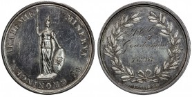 NETHERLANDS: AR medal, 1898, 40mm, Minerva Art Academy in Groningen, silver prize medal by F. de Vries Jr., MINERVA TE GRONINGEN AKADEMIE around stand...