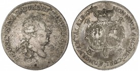 COURLAND: Peter Biron, 1769-1795, AR thaler, 1780, KM-32, a few small obverse marks, somewhat uneven tone, one-year type, VF.