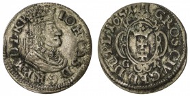 DANZIG: Johann Casimir, 1639-1669, AR 2 grosze (0.89g), 1651, KM-45, initials GR, VF.