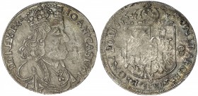 POLAND: Jan II Kazimierz Waza, 1649-1668, AR 18 groszy (tympf), 1655, KM-A94, mintmaster IT, usual adjustment marks, EF.