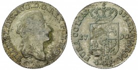 POLAND: Stanislaus Augustus, 1764-1795, AR 4 grosze, 1790, KM-208.1, light reverse adjustments, much original mint luster, UNC.