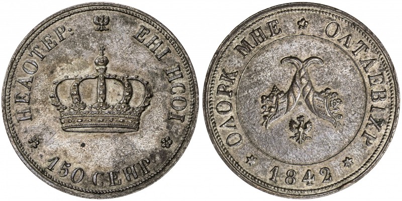 POLAND: Nicholas I, of Russia, 1825-1855, AE poltina pattern (8.96g), 1842, Bitk...