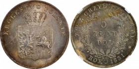 POLAND: November Uprising, 1830-1831, AR 5 zlotych, Warsaw mint, 1831, Cr-124, mintmaster KG, a superb example! next highest graded is MS62, NGC grade...