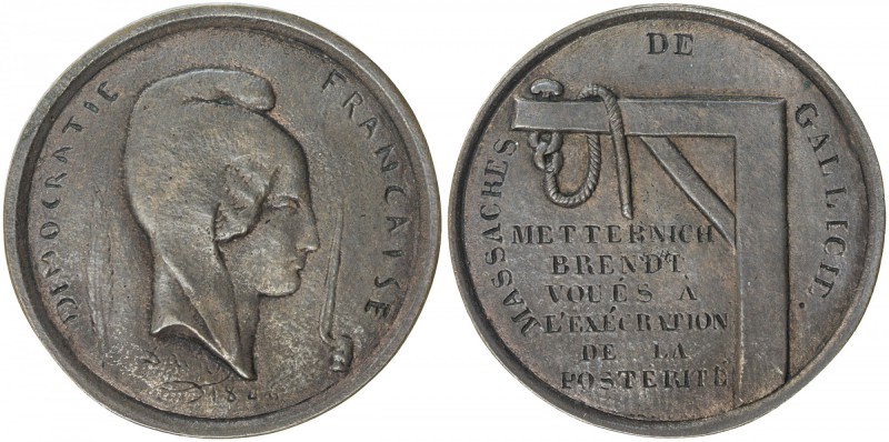 POLAND: AE medal, ND (1846), Collignon-1427, 40mm, The Galician Slaughter bronze...
