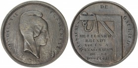 POLAND: AE medal, ND (1846), Collignon-1427, 40mm, The Galician Slaughter bronze medal by David d'Angers, DEMOCRATIE FRANCAISE around bust of Marianne...