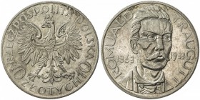 POLAND: Republic, AR 10 zlotych, 1933(w), Y-24, 70th Anniversary of the 1863 Insurrection, choice AU.