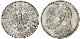 POLAND: Republic, AR 10 zlotych, 1935(w), Y-29, Jozef Piesudski, Brilliant UNC.