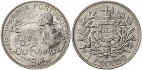 PORTUGAL: Republic, AR escudo, 1910, KM-560, AU.