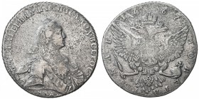 RUSSIAN EMPIRE: Catherine II, 1762-1796, AR rouble, 1767, Cr-67a.1, Dav-1684, EI mintmaster, light haymarking in fields, Fine.
