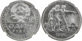 U.S.S.R.: AR rouble, 1924, Y-90.1, NGC graded MS63.