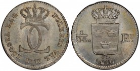 SWEDEN: Karl XIII, 1809-1818, AR 1/24 riksdaler, 1810, KM-580, mintmaster OL, a superb lustrous example! PCGS graded MS65.