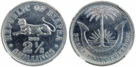 BIAFRA: AR 2½ shillings, 1969, KM-4, leopard // palm, NGC graded MS64.