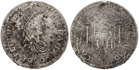 EGYPT: advertising token, 1920, 41mm, imitating Spanish Colonial 8 reales of Fernando VII, inscribed "Saad Meawad, Cairo Saga", with the number 28 bel...