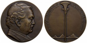 EGYPT: Fuad I, 1922-1936, lightly oxidized AE medal (107.59g), 1936, 59mm; bust of Pierre Jouquet right // A PIERRE JOVGVET / MEMBRE DE L'INSTITVT. 19...