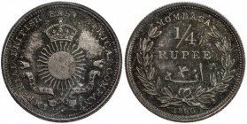 MOMBASA: Victoria, 1887-1895, AR ¼ rupia (4 annas), 1890-H, KM-3, Imperial British East Africa Company issue, ICCS graded MS65.