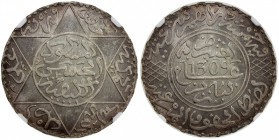 MOROCCO: Moulay al-Hasan, 1873-1894, AR 5 dirhams, Paris, AH1309, Y-7, NGC graded MS63.