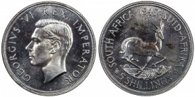 SOUTH AFRICA: George VI, 1936-1952, AR 5 shillings, 1947, KM-31, mintage 5,600 with original box of issue, Proof, S.