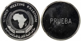 SUDAN: Democratic Republic, AR 10 pounds, [1978/AH1398], KM-76 var, Organization of African Unity Summit in Khartoum, uniface silver pattern of KM-76 ...