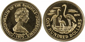 BAHAMAS: Elizabeth II, 1952—, AV 100 dollars (5.42g), 1976, KM-73, fineness .917, AGW 0.1595 oz, Proof.