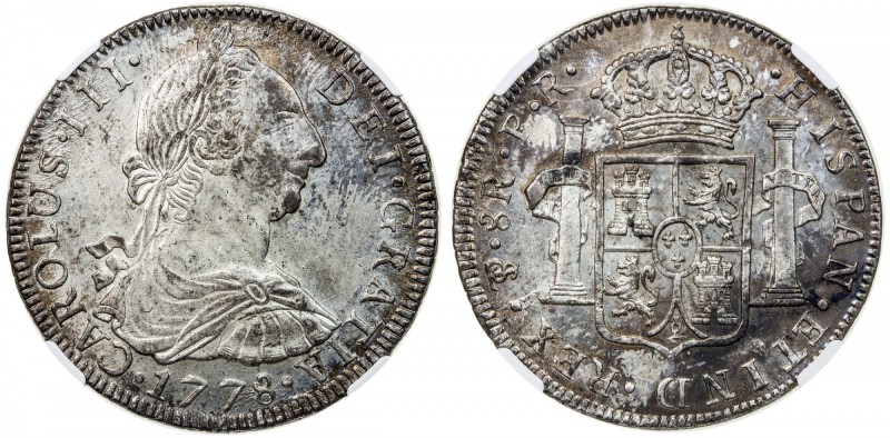 BOLIVIA: Carlos III, 1759-1788, AR 8 reales, 1778-PTS, KM-55, assayer PR, NGC gr...