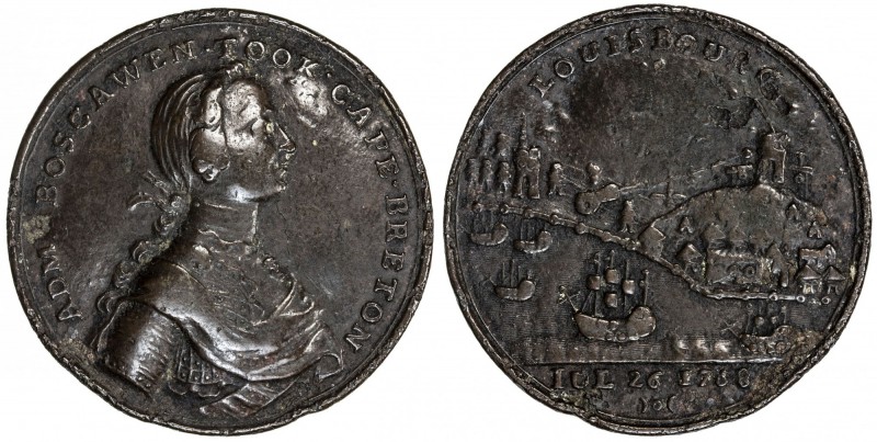 CANADA: AE medal, 1758, Betts-403; Breton-39; Leroux-851, 40mm, Admiral Boscawen...