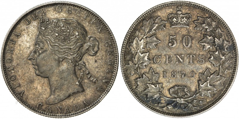 CANADA: Victoria, 1837-1901, AR 50 cents, 1870, KM-6, with initials LCW, origina...