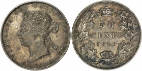 CANADA: Victoria, 1837-1901, AR 50 cents, 1870, KM-6, with initials LCW, original deep tone, EF.